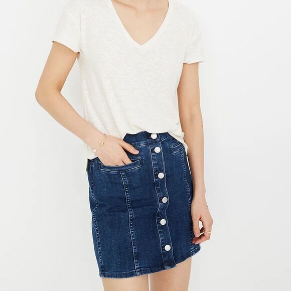 Madewell Stretch Denim Straight Mini Skirt in Marsden Wash K9566 Size 27 - Picture 2 of 12